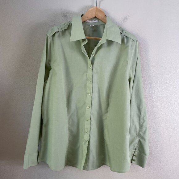 Coldwater Creek Womens XL No Iron Long Sleeve Button Up Shirt Light Green Blouse - Picture 7 of 10